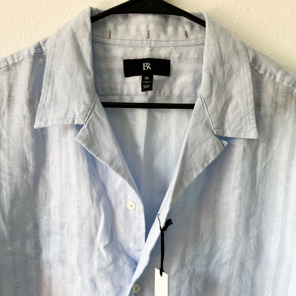 NWT Banana Republic Men's Linen/Cotton Light Blue Resort Wear Shirt Size XL - Picture 3 of 14